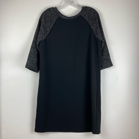 Loft Raglan Knit Shift Dress Black Space Dye Gray Womens Size 10 - Picture 3 of 11